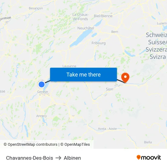 Chavannes-Des-Bois to Albinen map