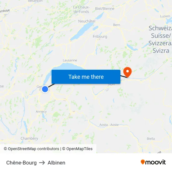 Chêne-Bourg to Albinen map