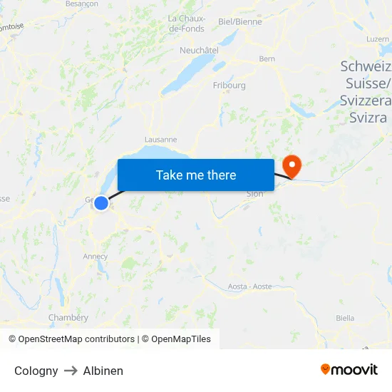 Cologny to Albinen map