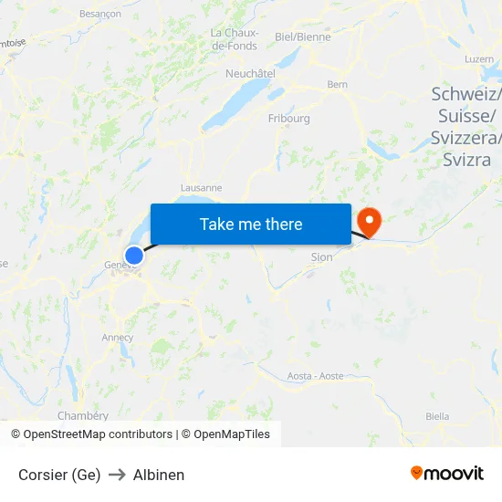 Corsier (Ge) to Albinen map