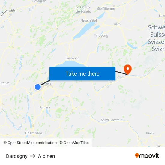 Dardagny to Albinen map