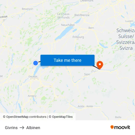 Givrins to Albinen map