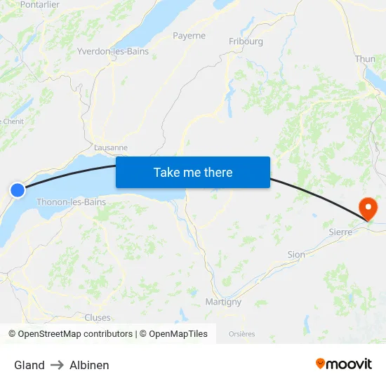 Gland to Albinen map
