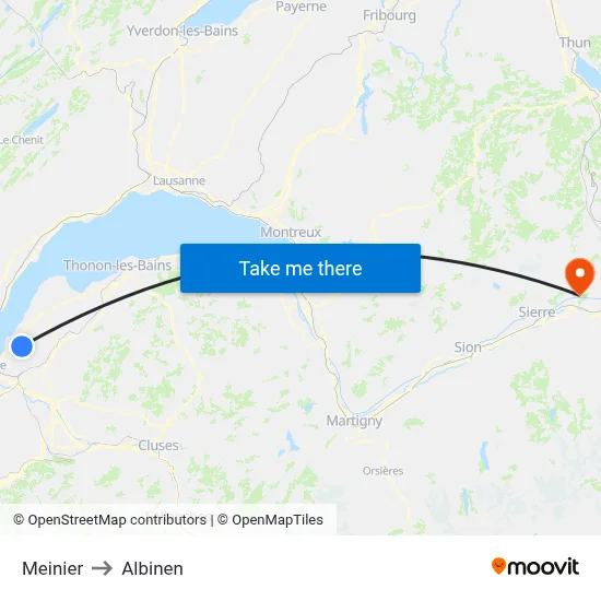 Meinier to Albinen map