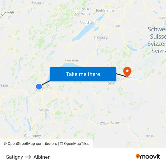 Satigny to Albinen map