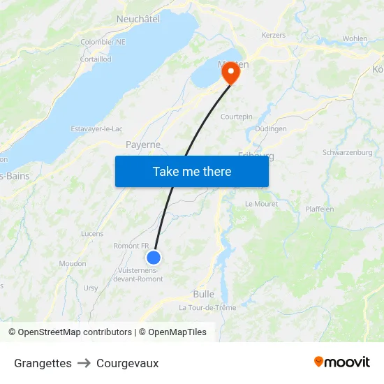 Grangettes to Courgevaux map