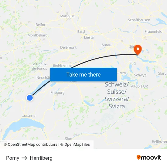 Pomy to Herrliberg map