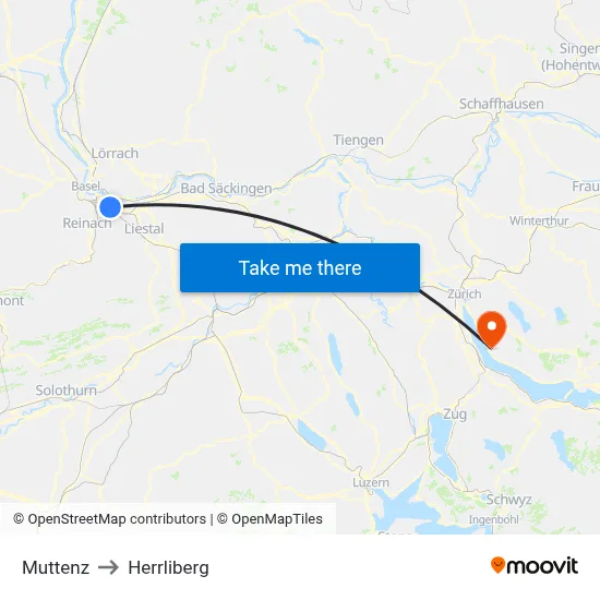 Muttenz to Herrliberg map