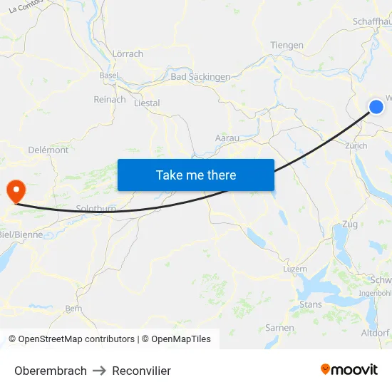 Oberembrach to Reconvilier map
