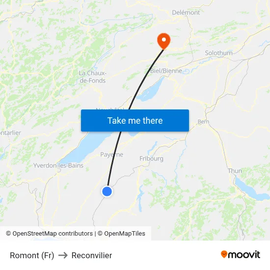Romont (Fr) to Reconvilier map