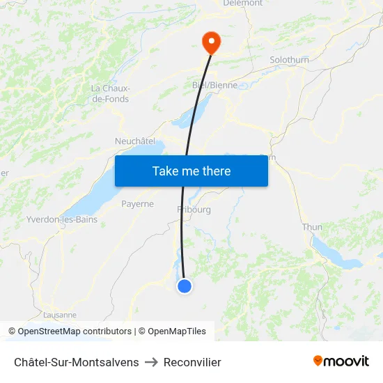 Châtel-Sur-Montsalvens to Reconvilier map