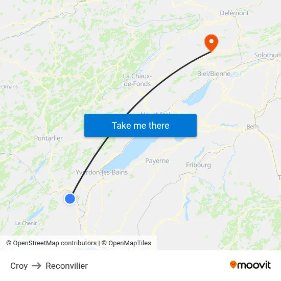 Croy to Reconvilier map