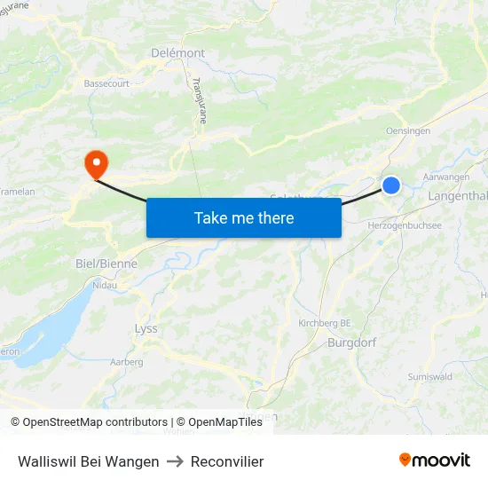 Walliswil Bei Wangen to Reconvilier map