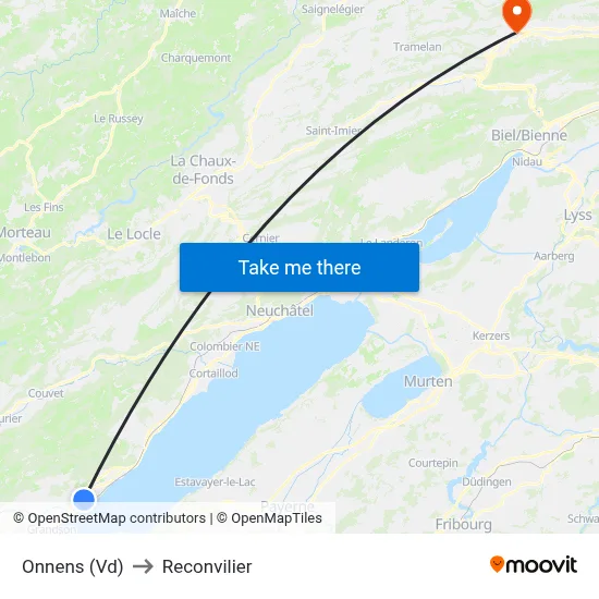 Onnens (Vd) to Reconvilier map