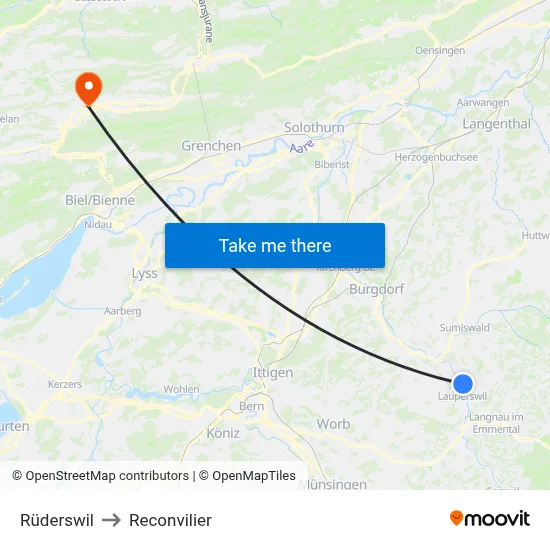 Rüderswil to Reconvilier map