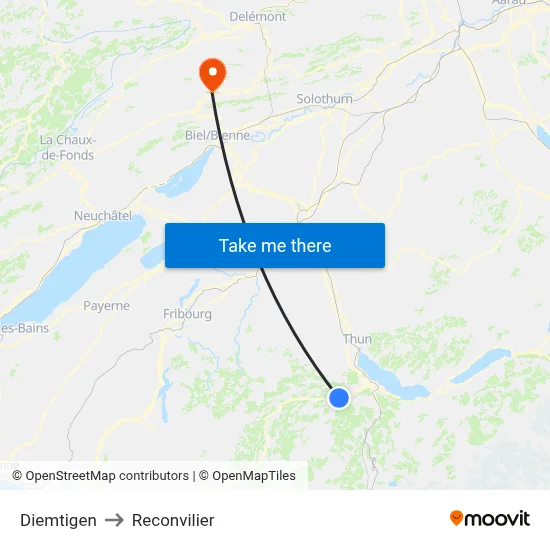 Diemtigen to Reconvilier map