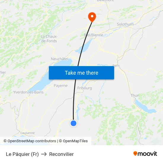 Le Pâquier (Fr) to Reconvilier map