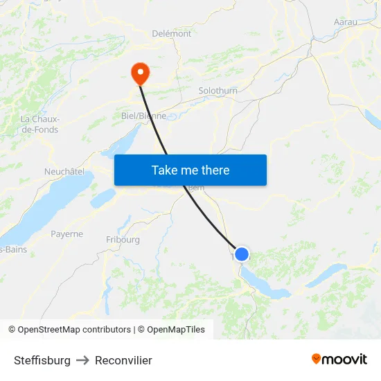 Steffisburg to Reconvilier map