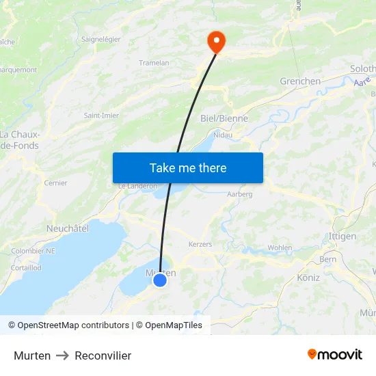 Murten to Reconvilier map