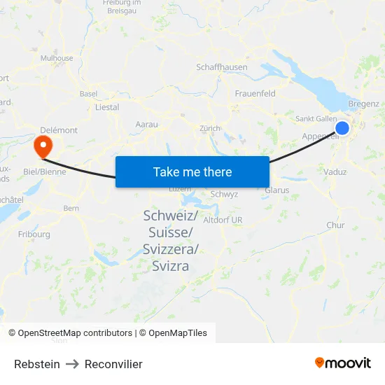 Rebstein to Reconvilier map