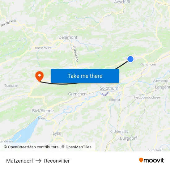 Matzendorf to Reconvilier map