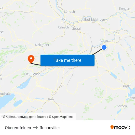 Oberentfelden to Reconvilier map