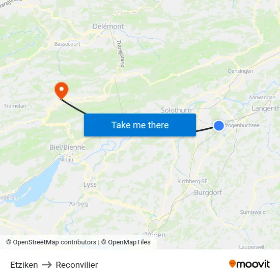 Etziken to Reconvilier map