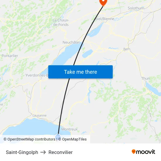 Saint-Gingolph to Reconvilier map