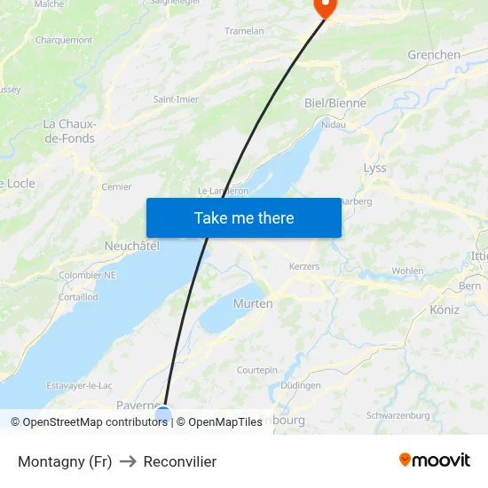 Montagny (Fr) to Reconvilier map