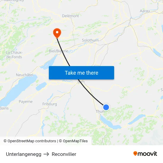 Unterlangenegg to Reconvilier map