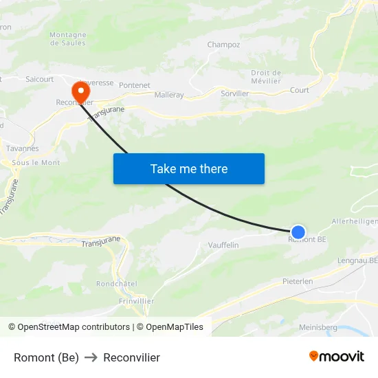 Romont (Be) to Reconvilier map