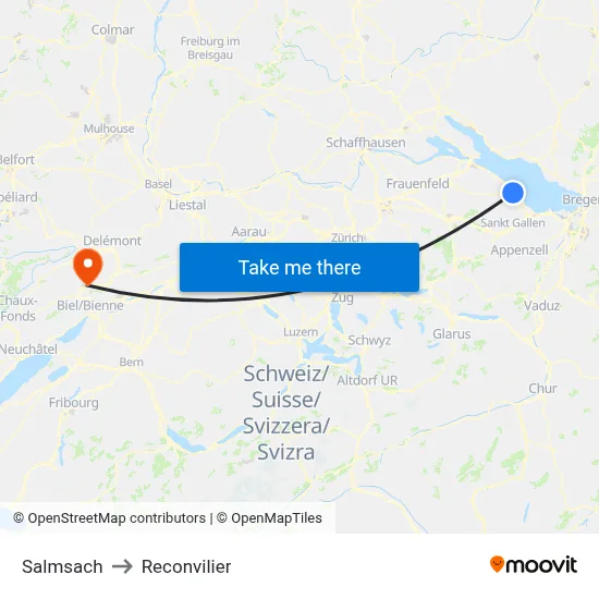 Salmsach to Reconvilier map
