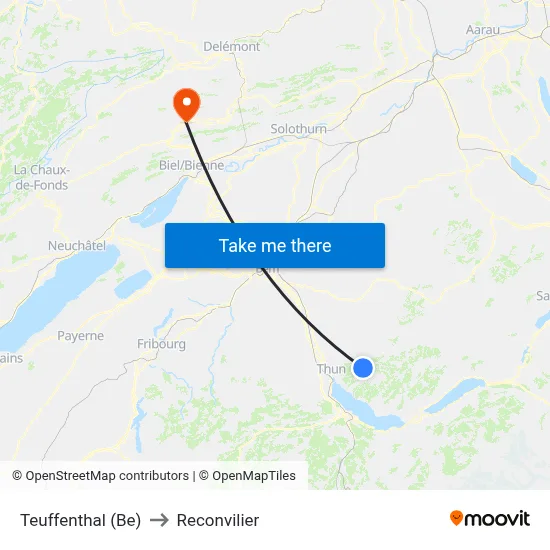 Teuffenthal (Be) to Reconvilier map