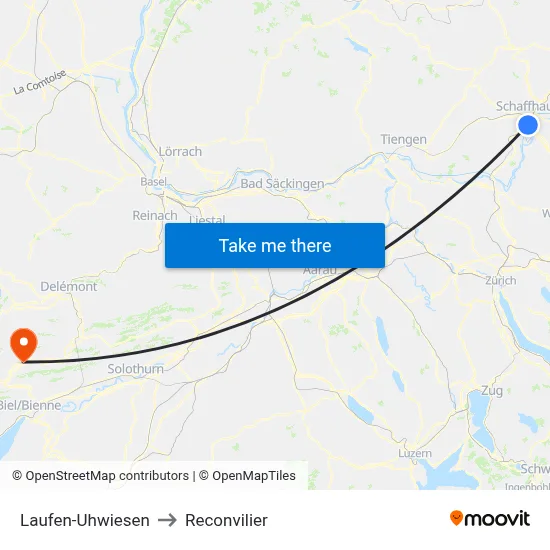 Laufen-Uhwiesen to Reconvilier map