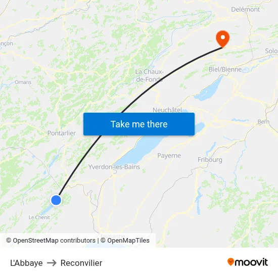 L'Abbaye to Reconvilier map