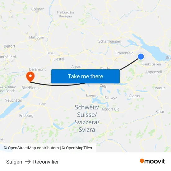 Sulgen to Reconvilier map