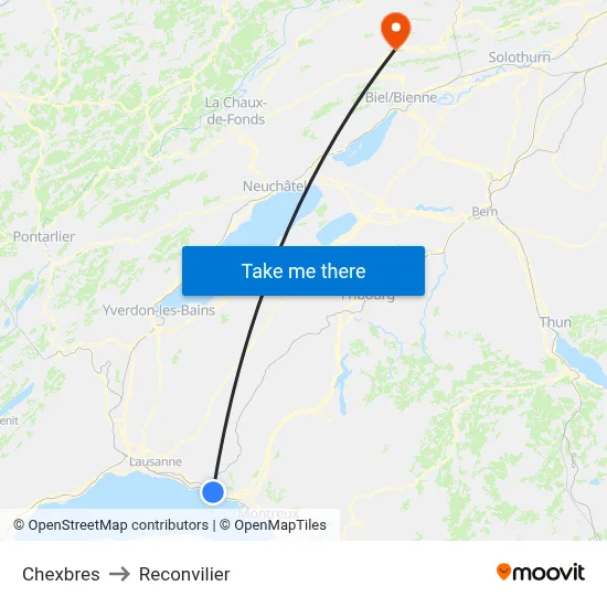 Chexbres to Reconvilier map
