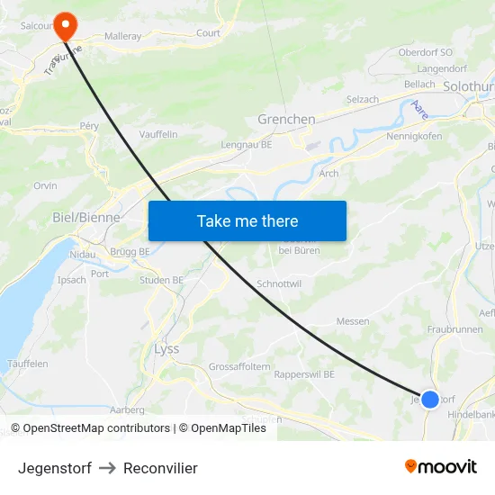Jegenstorf to Reconvilier map