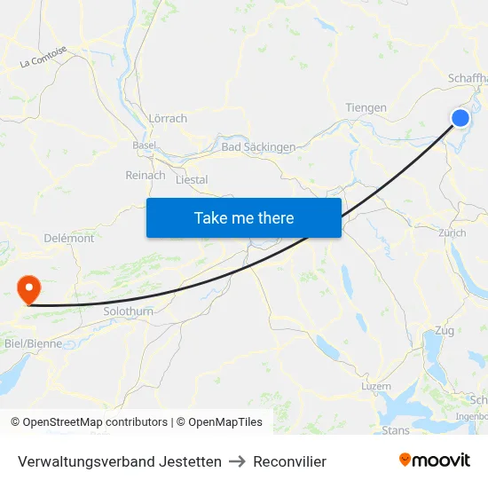 Verwaltungsverband Jestetten to Reconvilier map