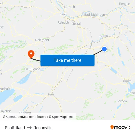 Schöftland to Reconvilier map