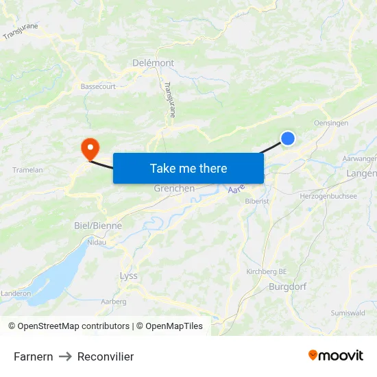 Farnern to Reconvilier map