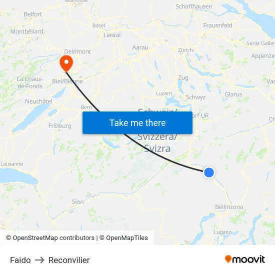 Faido to Reconvilier map