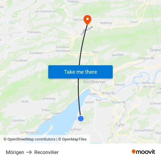 Mörigen to Reconvilier map