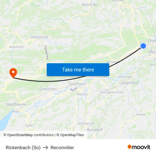 Rickenbach (So) to Reconvilier map
