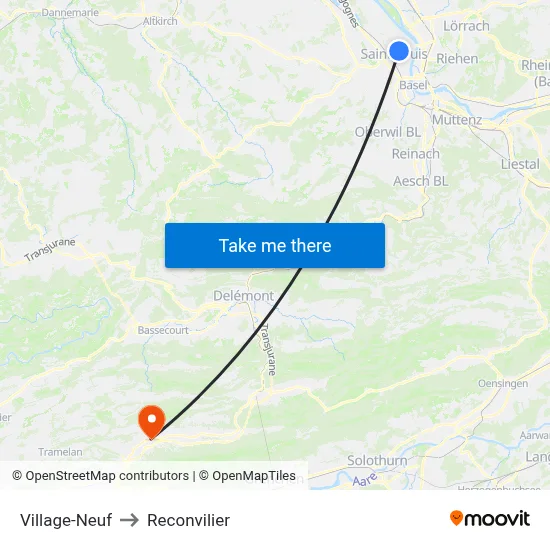 Village-Neuf to Reconvilier map
