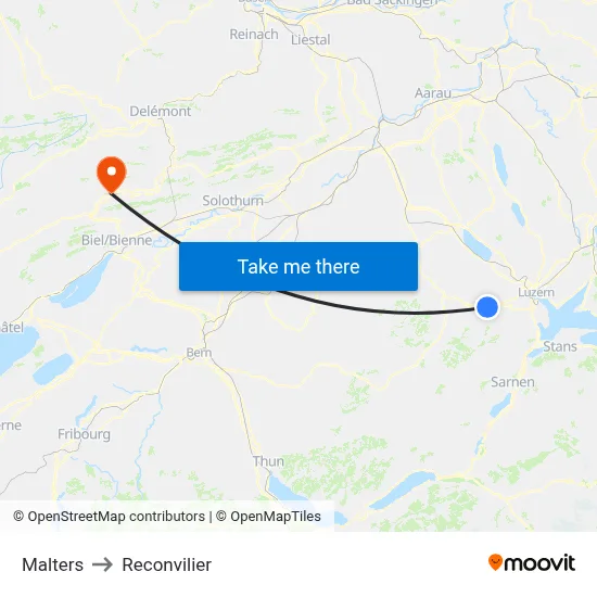 Malters to Reconvilier map