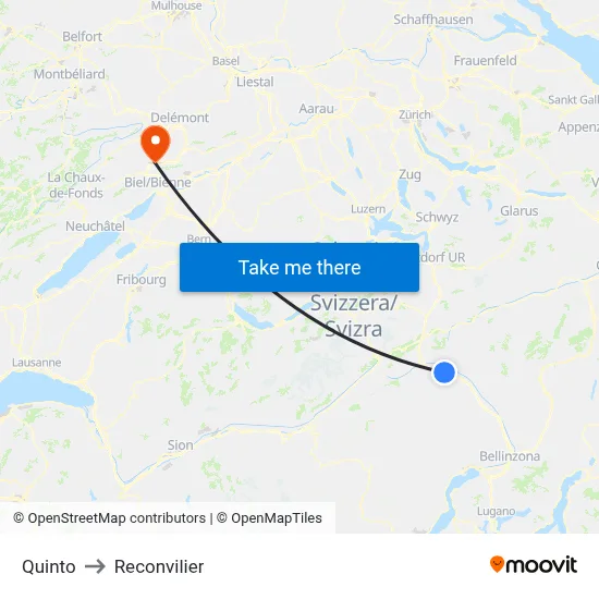 Quinto to Reconvilier map