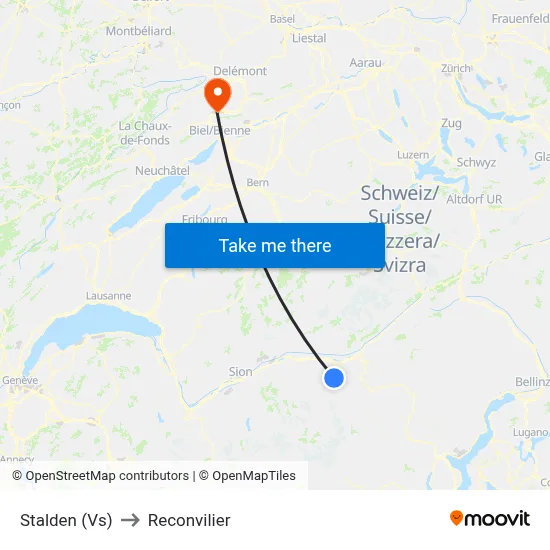 Stalden (Vs) to Reconvilier map