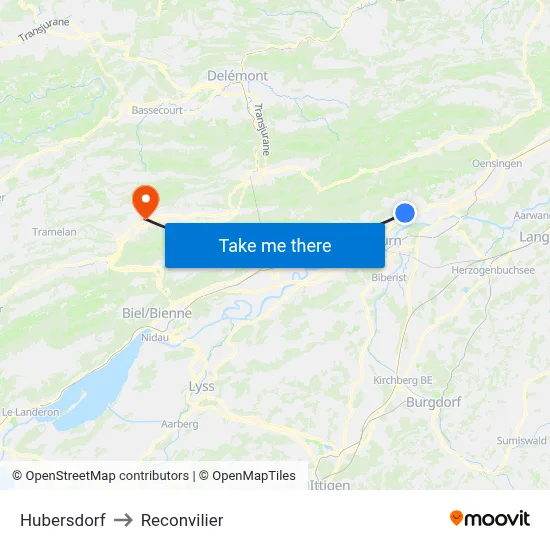 Hubersdorf to Reconvilier map