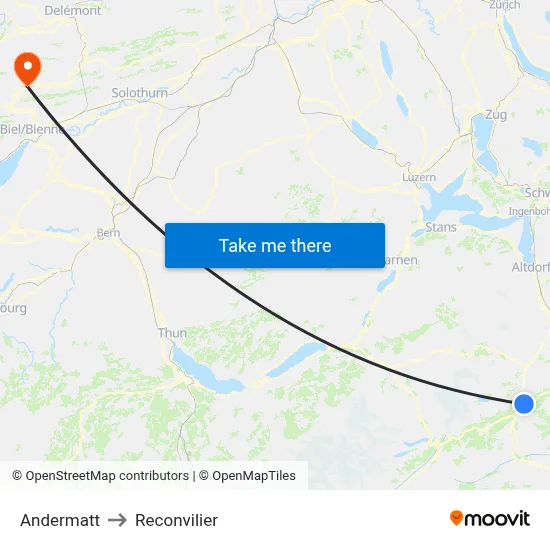 Andermatt to Reconvilier map